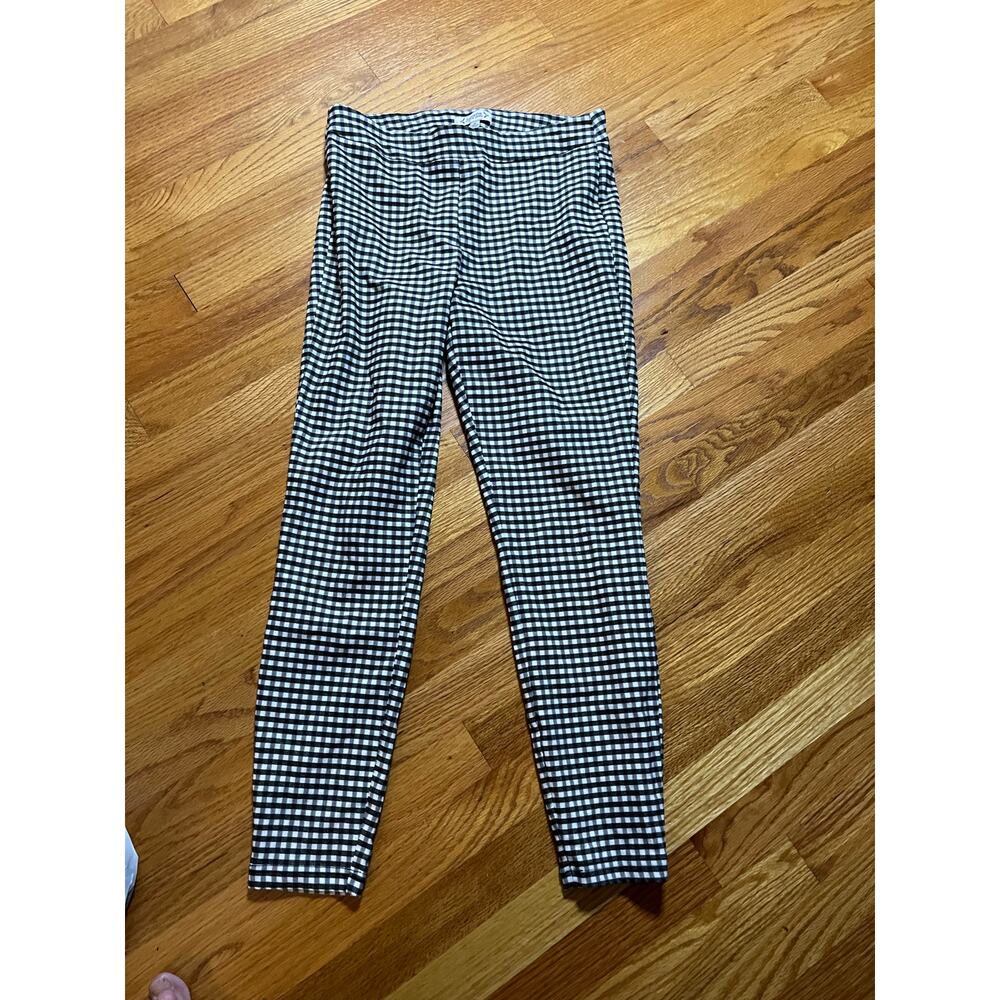 Nanette Lepore black/white checked‎ pull on ankle pants Medium Stretch Classic